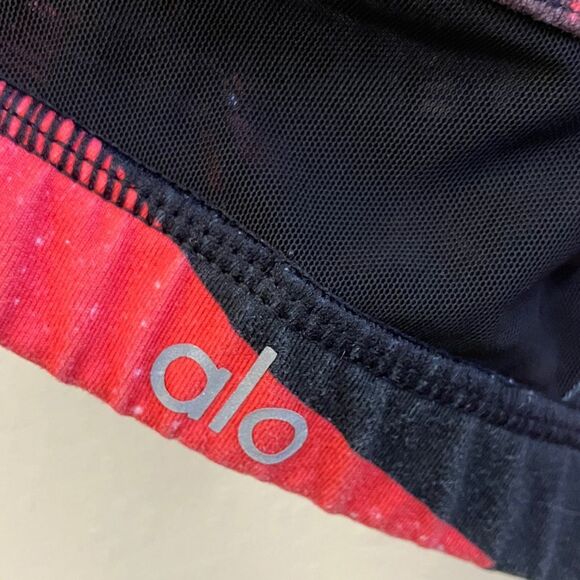 ALO yoga Stylish Red & Black Galaxy print sheer design Sports Bra medium - Picture 5 of 6